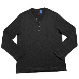 Nordstrom Men’s Moss Green Linen Vneck‎ Buttons Sweater L